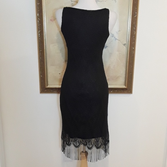Lace Shimmer Black Fringe Dress - Picture 6 of 7